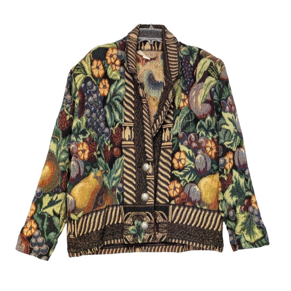 Painted Pony Blazer Womens Tapestry Jacket Fruit Basket One Size USA Made XL 2XL
